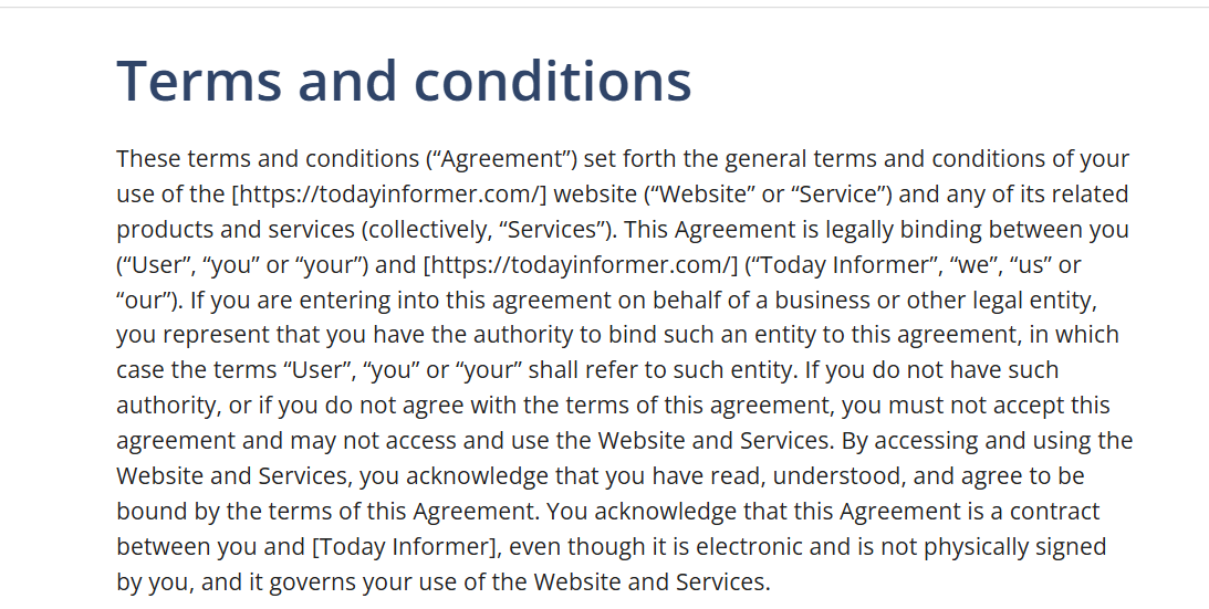 Terms and conditions